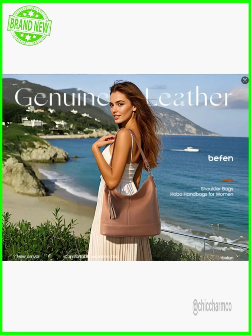Genuine Leather Hobo Crossbody Bag with Removable Straps, 11L Capacity